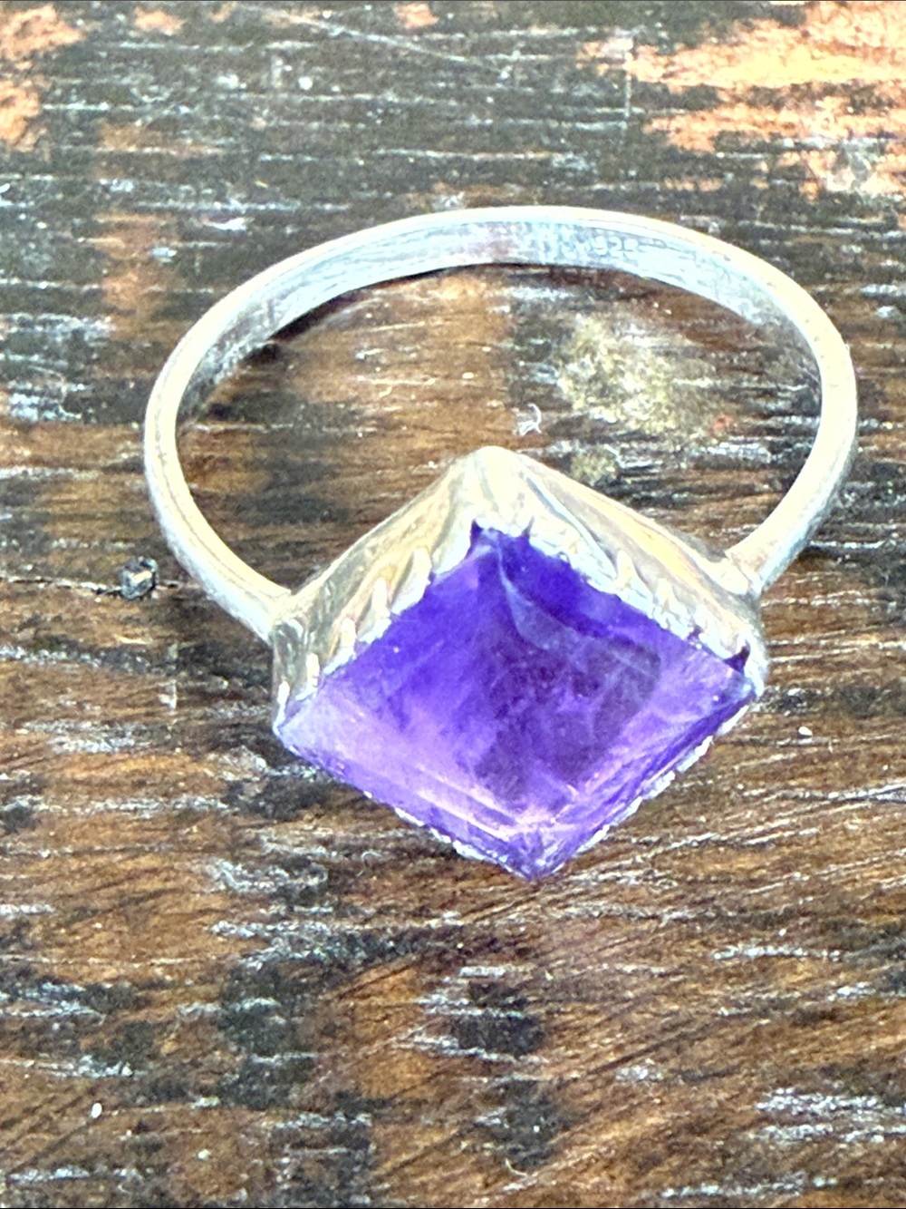 Purple diamond amethyst sterling silver ring. New with tags from Sundance.